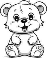 Bear, colouring book for kids,illustration, png