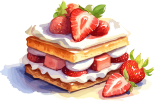 Aquarell Kuchen , Illustration, süß Design, ai generativ png