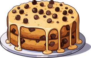 cartone animato torta , illustrazione, carino disegno, maglietta, ai generativo png