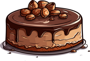 cartone animato torta , illustrazione, carino disegno, maglietta, ai generativo png