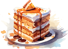 Aquarell Kuchen , Illustration, süß Design, ai generativ png