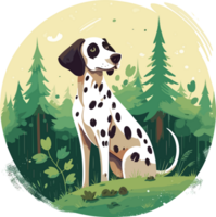 grafisch van een dalmatiër hond, t-shirt ontwerp, ai generatief png