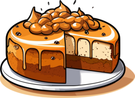 cartone animato torta , illustrazione, carino disegno, ai generativo png