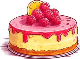 cartone animato torta , illustrazione, carino disegno, ai generativo png