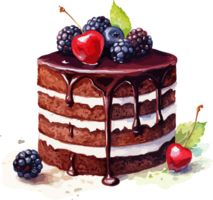 Watercolor Cake , illustration, Cute Design, png