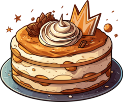 cartone animato torta , illustrazione, carino disegno, ai generativo png