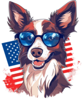 Happy dog behind is the American Flag Tshirt design, png