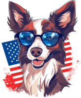 Happy dog behind is the American Flag Tshirt design, png