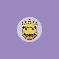 Cute T-rex head smiling icon cartoon illustration vector