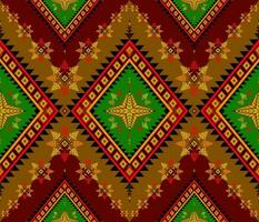 Embroidery indian aztec fabric pattern in red and green vector