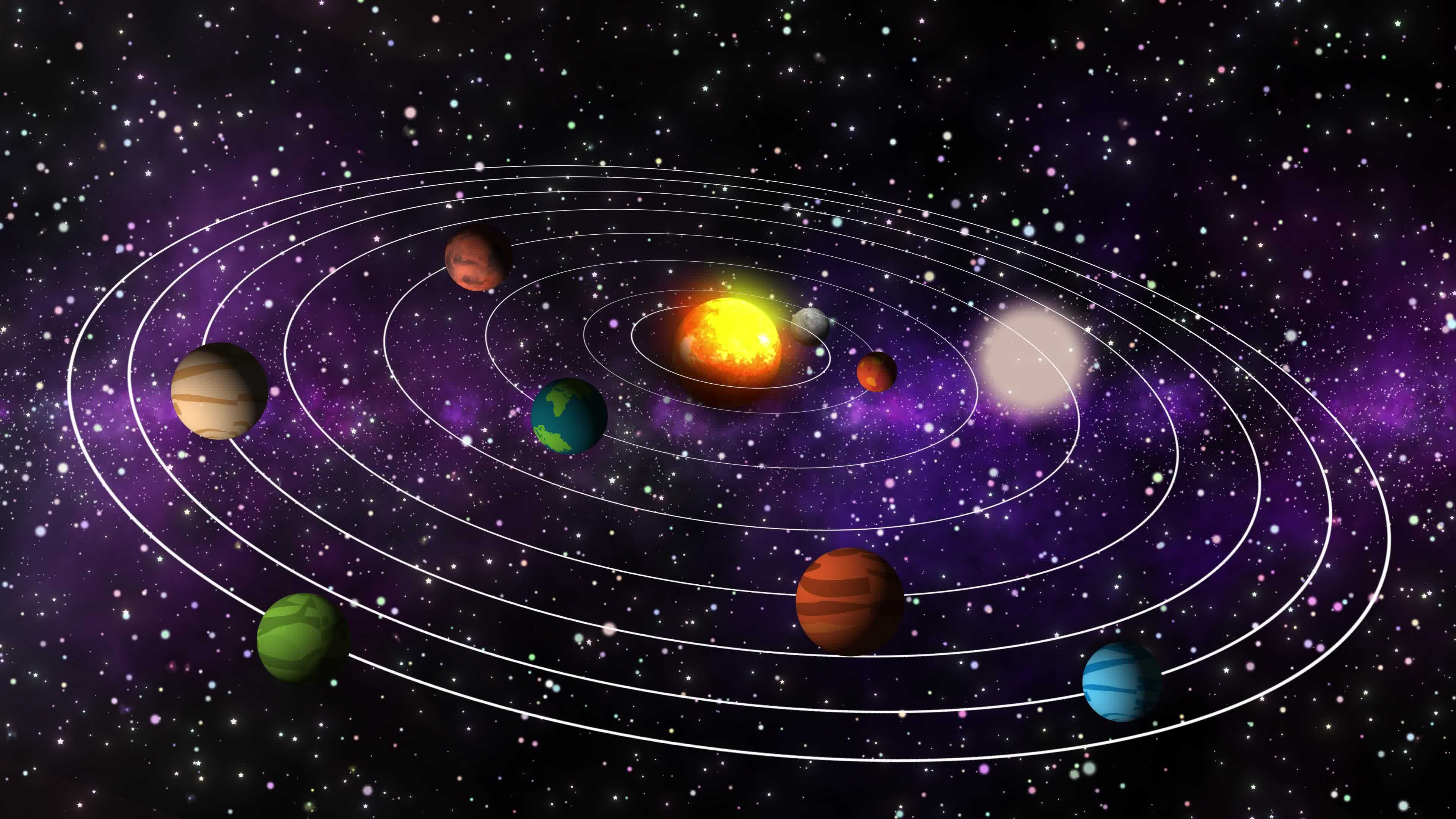Colorful Cartoon Solar System Space Background, Cartoon Animation Space ...