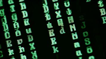 Encrypted Data Process. Green Digital Letters on a Screen video