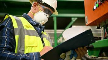 Trash Sorting Facility Caucasian Supervisor Preparing Documentation. video