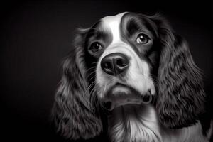 black and white photo of a dog. .