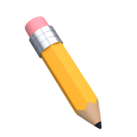 Realistic pencil with eraser 3d icon. Colored drawing and painting tool for education and studies isolated transparent png. Office supplies, stationery element. School, university or college design png