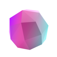 3d metall polygon geometrisk form. realistisk glansig turkos och lila lutning lyx mall dekorativ design illustration. minimalistisk ljus cirkel volym attrapp isolerat transparent png