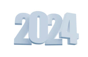 realistisk 3d silver- tal 2024 isolerat transparent png. Lycklig ny år och glad jul högtider hälsning kort begrepp för webb, skriva ut design element png