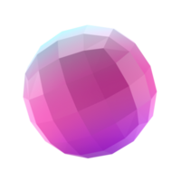 3d metall polygon geometrisk boll form. realistisk glansig turkos och lila lutning lyx mall dekorativ design illustration. minimalistisk ljus cirkel volym attrapp isolerat transparent png