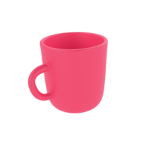 3d foto realista rojo taza icono Bosquejo representación. diseño modelo para burlarse de arriba. cerámico limpiar jarra con un mate efecto aislado transparente png