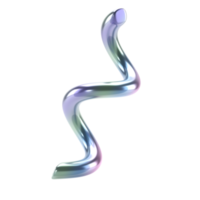 3d holographic abstract spiral shape. Glossy geometric primitives isolated transparent png. Iridescent trendy design png