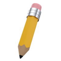 Realistic pencil with eraser 3d icon. Colored drawing and painting tool for education and studies isolated transparent png. Office supplies, stationery element. School, university or college design png