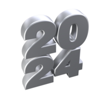 Realistic 3D silver numbers 2024 isolated transparent png. Happy New Year and Merry Christmas holidays greeting card concept for web, print design element png