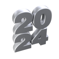 realista 3d plata números 2024 aislado transparente png. contento nuevo año y alegre Navidad Días festivos saludo tarjeta concepto para web, impresión diseño elemento png