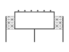 Blank big size billboard with lamp for mockup png