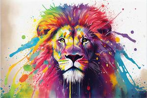 cerca arriba de un pintura de un león. generativo ai. foto