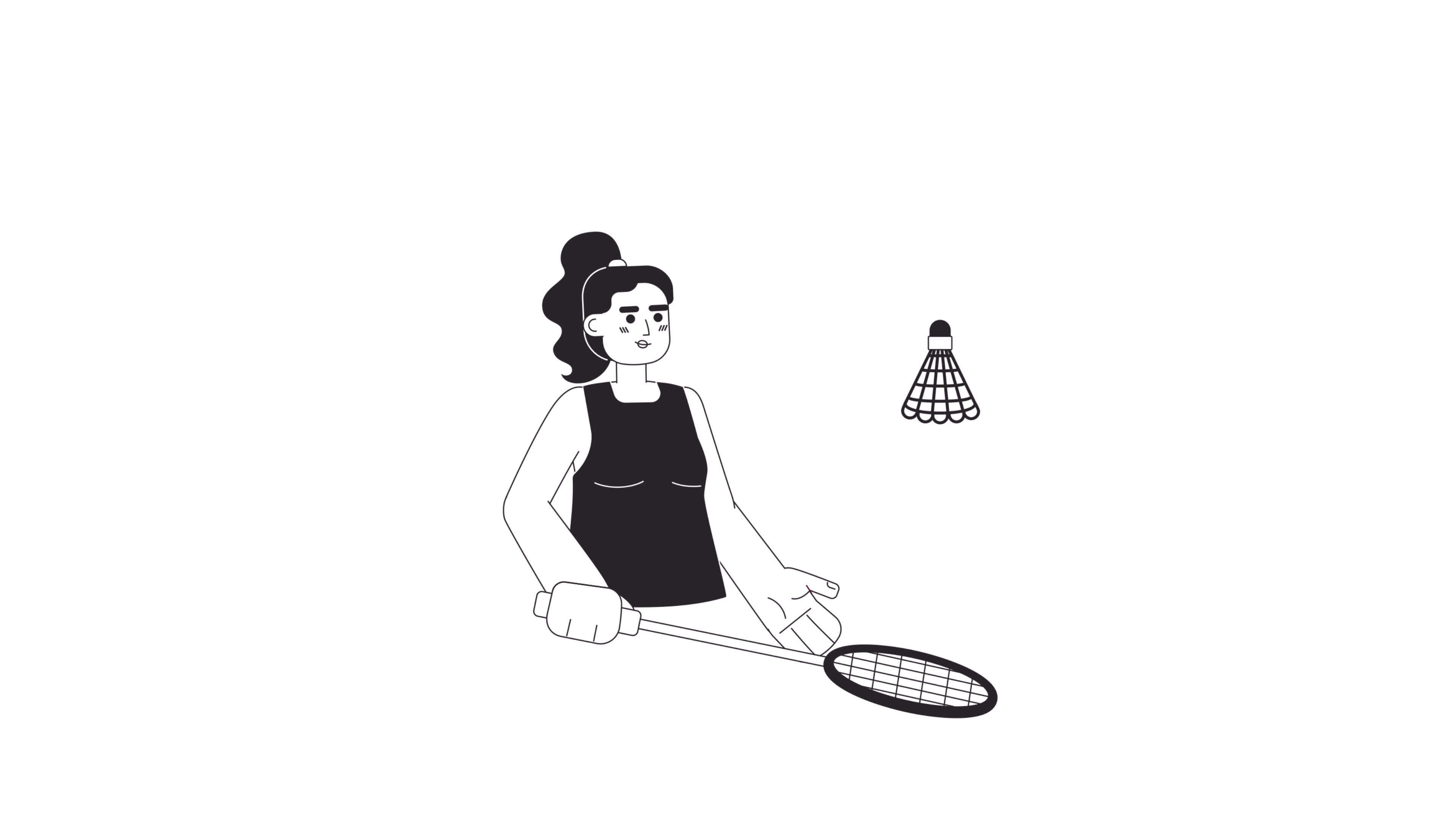 Animated bw sport woman with racquet