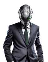 Alien businessman in a suit on a transparent background For decorating projects related to business. png