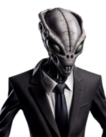 extraterrestre homme d'affaire dans une costume sur une transparent Contexte pour décorer projets en relation à entreprise. génératif ai png