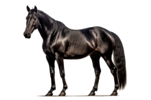 elegante negro caballo en un transparente antecedentes para decorando proyectos generativo ai png