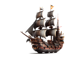 ancient pirate ship on transparent background png