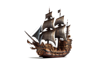 ancient pirate ship on transparent background png