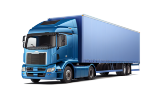 blu carico camion su un' trasparente sfondo per decorazione progetti relazionato per trasporto. generativo ai png