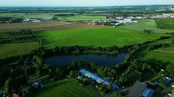 Aerial descending view with fly over lake video