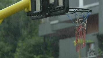raining basketball net. Basketball net on raining video