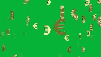 Euro moneta ciclo continuo animazione con verde schermo, comprensione il economico pilastro di il europeo unione video