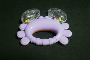 Purple crab toy with small balls inside photo