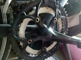 Photo of a bicycle crankset in black color