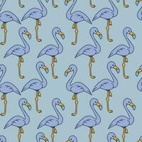 Flamingo bird seamless pattern on a blue background vector