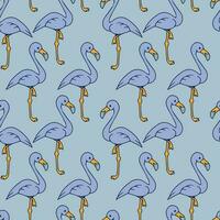 Flamingo bird seamless pattern on a blue background vector