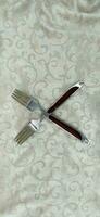 kitchen fork with chrome color from metal photo