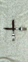 kitchen fork with chrome color from metal photo