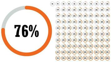 Circle percentage pie chart diagrams infographic from 0 to 100 numbers elements web design vector