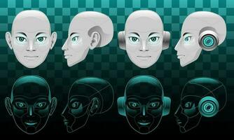 Robot head collection technology design ultramodern futuristic creative vector