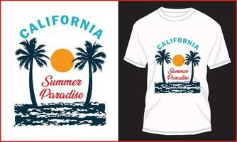 California Summer Paradise T-shirt Design Illustration vector