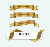 Golden ribbons set vector