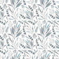 Hand drawn watercolor grey, blue and copper flowers and leaves seamless pattern. Isolated on white. Can be used for gift-wrapping, patterns, textile, fabric. photo